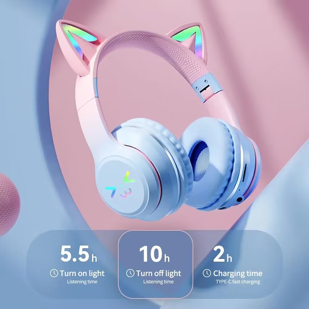 RGB 글로우 이어폰 무선 이어 버드 5.3 고양이 귀 - Esports Gaming Headphones 리뷰 및 가격